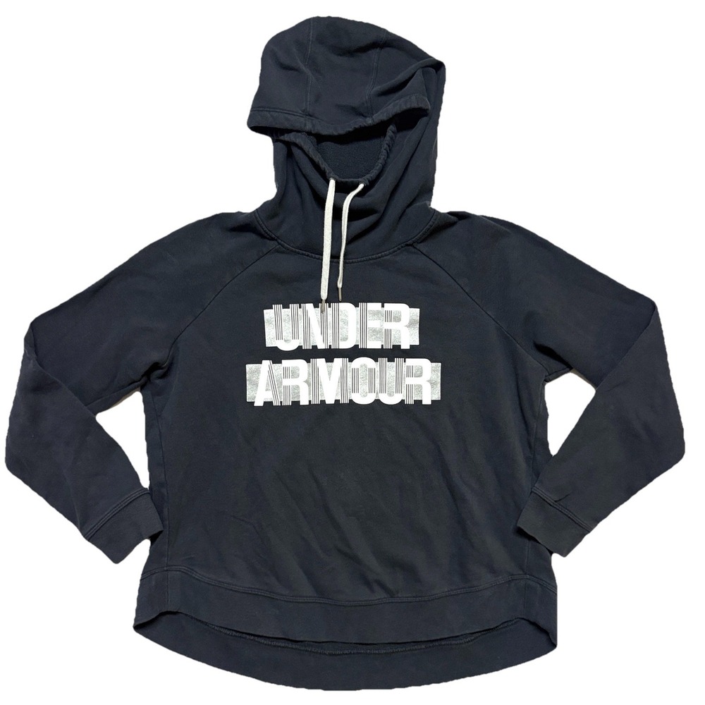 Under Armour Sportswear Hoodie Women L Black Sweatshirt Pullover Cozy Retro Logo